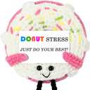 Pack of 2 Crochet Donut Stress - Positive Emotional Inspirational Support Cute Handmade Crochet Donut for Women Kids Friends Motivational Presents (Pink)