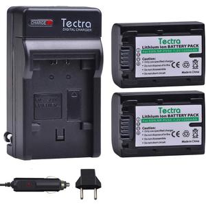 Tectra 2-Pack NP-FV50 Battery and Charger Kit for Sony NP-FV30 NP-FV40 NP-FV50 & Sony FDR-AX53 HDR-CX230 HDR-CX220 CX330 CX380 CX455 CX900 CX430V TD30V FDR-AX100 Handycam Camcorder