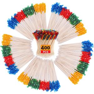 400PCS Fancy Toothpicks for Appetizers, 2.6IN Appetizer Picks for Cocktail Party Drinks Fruit Sandwiches, Decor Charcuterie Boards Accessories, Skewers for Appetizers,Frill Toothpicks for Food