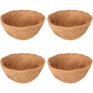Halatool 4 PCS 10 Inch Round Coco Liners Hanging Basket 100% Natural Replacement Coconut Fiber Liner for Garden Flower Pot Vegetables Herbs
