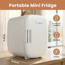 Sweetcrispy Mini Fridge for Bedroom, Office & Car, Portable 4L/4.23QT Mini Refrigerator for Skincare with Handle, Ultra-Quiet Energy-Saving Compact Cooler for Drinks, Food, Skincare & Makeup, AC/DC