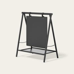 Gatherer. Sandwich Board Premium Matte Black Metal A-Frame Sign with Chalkboard - Elevated Minimal Outdoor Indoor Signage for Professional Events and Personal Customizable Creative Displays
