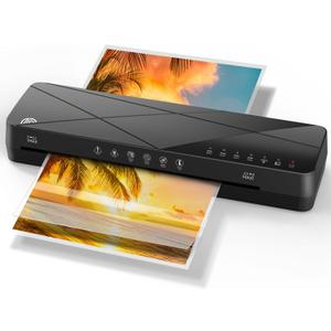 Crenova Laminator Machine 13 inch, Laminating Machine 60s Quick Warm Up Auto Off, Cold Hot Lamination Machine with ABS Jam Free, Laminator for Home Office School, Black
