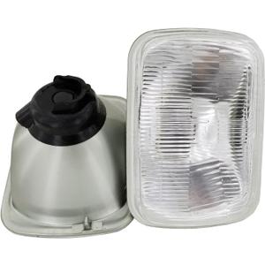 GS Power OEM style 7x6 inch Round Glass Lens Housing H4 HID for Cars, Truck and Van, LED Halogen High Low Beam Headlight Lamp Conversion Vehicle Light Assembly (Grey)