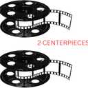 Beistle Movie Reel with Filmstrip Centerpieces, 2-Count Thin Plastic 3D Cinema Reels with 15-Foot Filmstrips, Customizable Hollywood Party Decorations for Red Carpet Events & Theater Themes, 9"