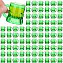 96 Pcs St Patricks Day Green Mini Plastic Beer Mug Irish Shot Glasses with Handles Irish Gifts Party Favors Green Plastic Miniature Beer Cup for Saint Patty's Day Celebration