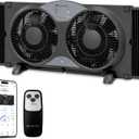 Comfort Zone 9" Smart Reversible Twin Window Fan | WiFi & Remote Control, 3-Speed Exhaust, Intake & Circulate Functions, Adjustable 23.5" to 37" Width