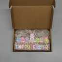 Gerrii Happy Easter Table Decoration Lighted Bunny Sign with Lights Wooden Bunny Easter Table Centerpiece for Home Indoor Lighting Room Office Party Tiered Tray Decorations He is Risen Supplies Rabbit