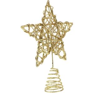 Glittered Christmas Tree Topper Illuminated Five-Pointed Star Decoration for Home Decor Easy to Install Holiday Treetop for Festive Celebrations (Golden)