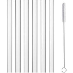 ALINK Extra Wide Reusable Clear Silicone Boba/Bubble Tea Straws, 14mm X 10" Larger Opening Flexible Smoothie Straws, Pack of 6 with Cleaning Brush (Clear)