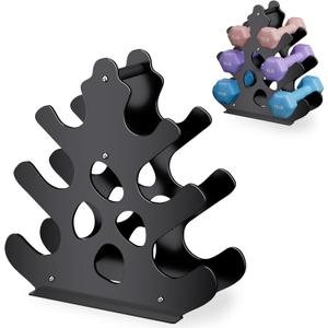 Dumbbell Rack Stand with Anti-Slip Pads for Home Gym, Compact A-Frame Design Weight Rack with Handle, Coral-Inspired & Space-Saving Dumbbell Holder (Dumbbells Not Included) (3 tier)