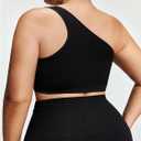 SOLY HUX Women's Plus Size Bra One Shoulder Wireless Bras Knit Comfort Bralette Camisole (Black, 4XL)