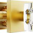 Gold Crystal Glass Door Knobs - Satin Brass Square Modern Door Handle for Hallway & Closet (1 Pack Passage)