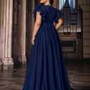 Women's Plus Size Bridesmaid Dresses Chiffon Wedding Guest Summer Maxi Dress Elegant Prom Evening Party Cocktail Gown (Blue, XL)