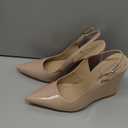 Coutgo Womens Wedge Pumps Dressy Mary Jane Shoes Comfort Wedges Closed Toe Ankle Strap Heeled Shoes (7.5, Nude)