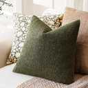 Modern Textured Boucle Throw Pillow Cover Accent Solid Decorative Pillow Case Cozy Woven Couch Cushion Case for Chair Sofa Bedroom Living Room Home Decor 20x20 Inch Moss Green