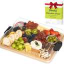 2-in-1 Charcuterie Board with Lid, Large Cutting Board for Kitchen, Travel Portable Bamboo Cheese Board, Covered Serving Tray, House Warming Birthday Gifts for Her Him Women Men Mom Dad