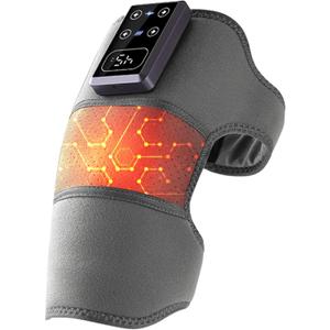 Cordless Knee Heating Massager - Electric Heated Knee Wrap with 5 Heat Settings & 3 Vibration Intensity Levels for Joint Comfort & Muscle Relaxation (Grey)