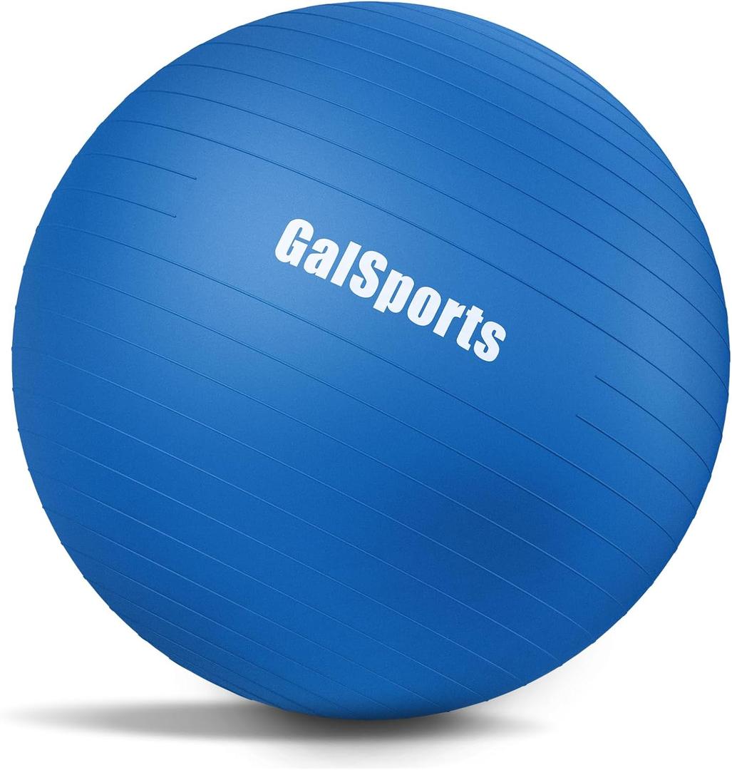 GalSports Anti-Burst Slip Resistant Stability Ball - Swiss Ball for Home Gym & Physical Therapy (L(26 inches/65cm/No Pump), Blue)