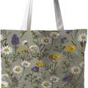 Natural Forest Series Canvas Bags,Floral Flower Tote Bag,Reusable Shopping Grocery Bags