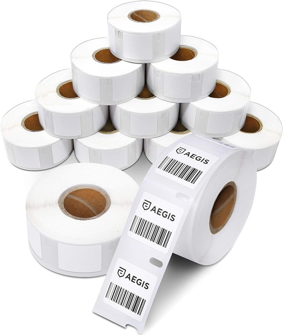 Aegis Adhesives - Replacement for DYMO 30332 (12 Rolls, 9000 Labels) - 1" X 1" Direct Thermal Square Barcode Name Labels - Compatible with DYMO LabelWriter 450, 450 Turbo, 4XL (Not 550, 5XL)
