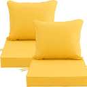 24x24 Inch Outdoor Chair Cushions Set of 2, Patio Furniture Cushions - Removable Cover, Water-Repellent, Fade-Resistant, Non-Slip Bottom & Straps, Replacement for Deep Seat Sofa & Couch - Yellow, 2 Pack | 24''x24''