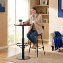 LOKKHAN 42" Tall Rustic Industrial Bar Table 19.68" Dia Round Wooden Top Metal Frame Height Fixed Standing Pub Dining Room Bistro Cocktail Table, Black & Brown, 19.68" Dia / 1LVL
