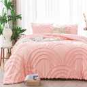 ENJOHOS Pink Full Comforter Set for College Girls - Full Size Boho Tufted Rainbow Comforter, 3 Pieces Rainbow Bedding for All Season, Lightweight Soft Microfiber Comforter with 2 Pillowcase