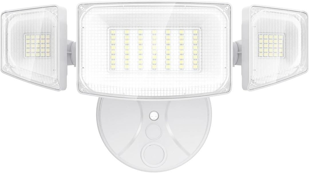 iMaihom 60W Flood Lights Outdoor, 6000LM Super Bright Security Lights Outdoor, IP65 Waterproof Floodlight with 3 Adjustable Heads, 6500K Daylight White Flood Lighting for Yard Garage Patio (White)