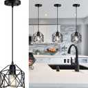 1-Light Vintage Hanging Light Pendant Light Fixture Farmhouse Basket Cage Hanging Ceiling Light with Metal Caged for Kitchen Island Dining Restaurant Room Hallway Hotel Bar