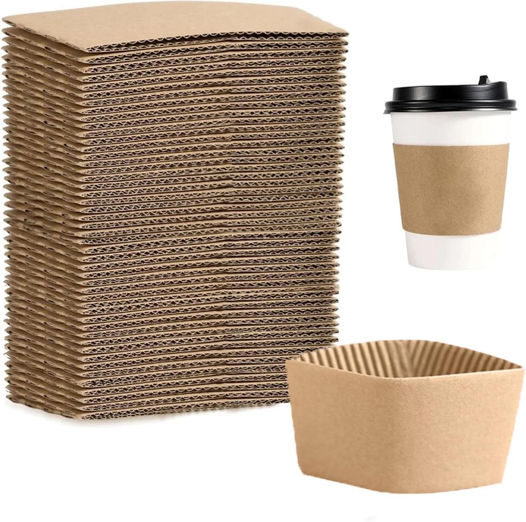 EchoDone 8 Oz Disposable Coffee Cup Sleeves for Hot Drinks Paper Corrugated Cup Jackets 200 Count (Without Cups)