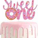 Donut Cake Toppers Candy Sweet One Cake Decorations with Donut Pink Candy for Donut 1st Themed Baby Shower Party