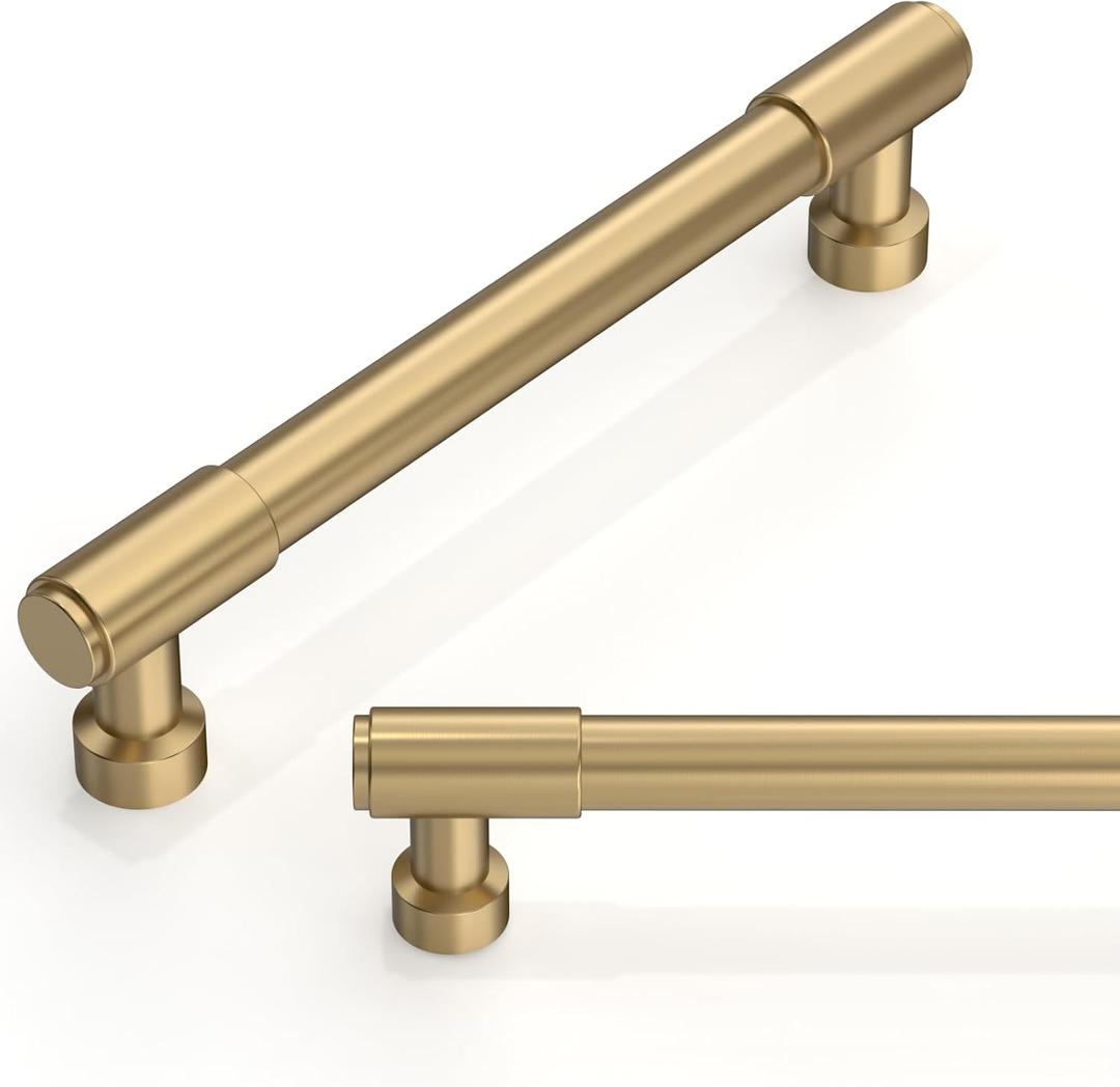 10 Pack Champagne Bronze Cabinet Pulls 5 Inch(128mm) Kitchen Cabinet Handles Cabinet Hardware for Drawer Pulls (5" Hole Center)