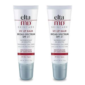 EltaMD UV Lip Balm SPF Sunscreen, Sunscreen Lip Balm with SPF 30+, Protects Dry Cracked Lips, Transparent Zinc Oxide, 0.28 Tube (Pack of 2)