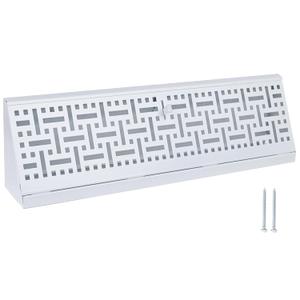 18 Inch Baseboard Register (Duct Opening Size) - Wicker Design Baseboard Vent Covers for Home Floor Wall - Easy Adjust Air Supply Lever Floor Baseboard Diffuser (White)