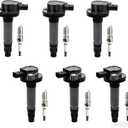 Ignition Coils Pack and Spark Plugs UF595 UF553 DG520 Compatible with 2011-2016 F-150 2011-2017 Explorer 2008-2016 Taurus 2007-2016 Edge 2007-2016 MKS MKT MKZ MKX 2008-2009 Sable 3.5L 3.7L V6,Set of 6
