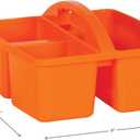 Teacher Created Resources Assorted Bright Colors Portable Plastic Storage Caddy 6-Pack for Classrooms, Kids Room, and Office Organization, (Lime, Orange, Pink, Purple, Teal, and Yellow) 3 Compartment