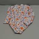 Century Star UPF 50+ Girls Long Sleeve Swimsuit - Rash Guard Swimsuit Toddler Kids Teen One Piece Bathing Suit Zip 2-3T (01 Orange Flower)