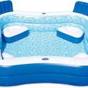 Blue Wave Premier Family Inflatable Pool with Seats 88-in x 88-in x 26-in Four-Seater Pool for Backyard Fun Durable 4-Person Inflatable Pool with Cover, Drain Plug & Repair Patch