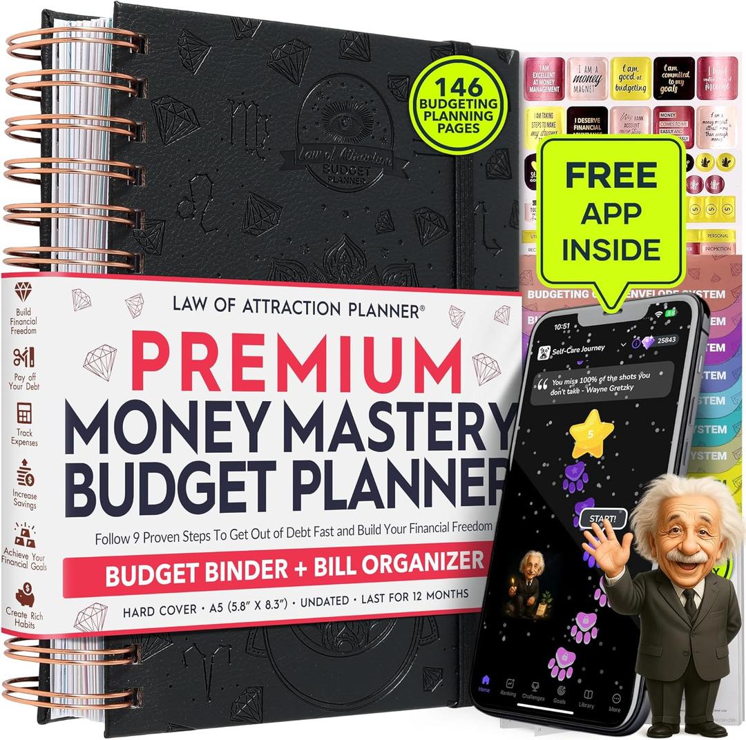 Budget Planner and Monthly Bill Organizer + Cash Envelope Buget Sytem | Finance Planner, Bill Payment Tracker & Money Saving with Productivity App | Money Mindset for Attracting Financial Abundance