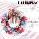 RoseCraft 22inch 4th of July Wreath, Artificial Red White Blue Patriotic Bow Wreaths for Front Door, Memorial Day Independence Day Veterans Day Decor, for Wall Porch Indoor Outdoor Decorations.