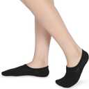 Leotruny Womens 6 Pairs Bamboo Mesh Design Low Cut Non Slip No Show Socks (9.5-12, C01-black)