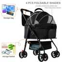 3 in 1 Pet Dog Stroller for Small Medium Dogs 10-50 lbs, Foldable Cat-Strollers for 2-Cats with Removable Carrier, Pet-Strollers for Cats with Storage Bag, Small Puppy-Stroller, Dog-Cart (Black)