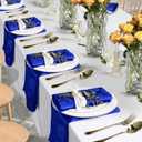 60 Pack Royal Blue Satin Cloth Napkins, 17x17 Inch Satin Napkins Damask Cloth Napkins Jacquard Dinner Napkins Luxurious Cloth Napkin for Wedding Banquet Party Restaurant Dinner Decoration