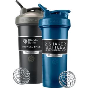 BlenderBottle Classic V2 Shaker Bottle Perfect for Protein Shakes and Pre Workout, 28-Ounce (2 Pack), Black and Navy