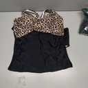 Tempt Me Women Tankini Top Only Flowy Swim Tops V Neck Bathing Suit Top (Large, Black Leopard)