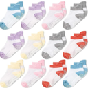 CozyWay Baby & Toddler Socks with Grippers Non Slip Ankle Grip Socks For Boys and Girls Babies - Comfy Soft Cotton - 12 Pack Color: White Multicolor, Size: 6-12 M
