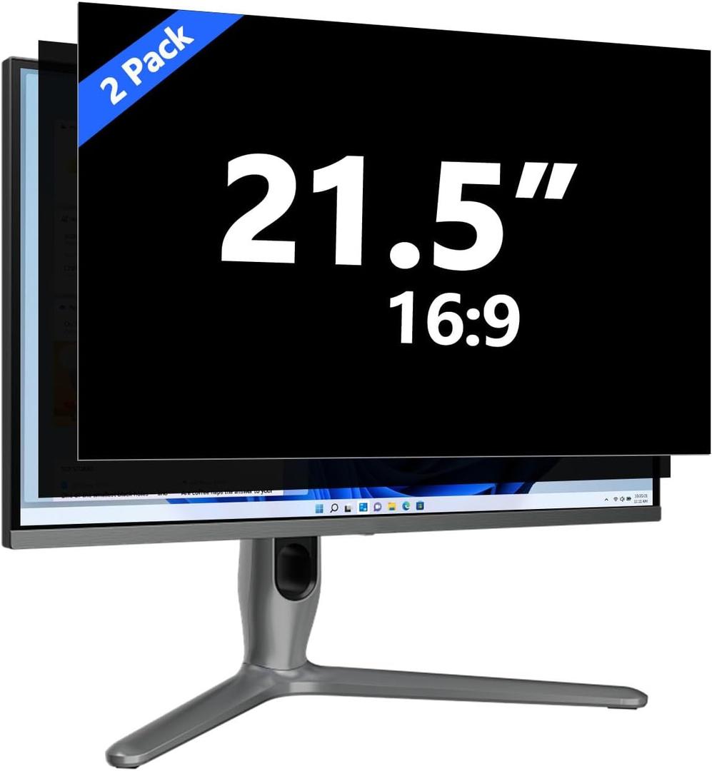[2-Pack] 21.5 Inch Computer Privacy Screen for 16:9 Monitor | Anti Glare Blue Light Filter & Anti-Scratch Protector Film - Eye Protection Privacy Shield for Desktop Monitors