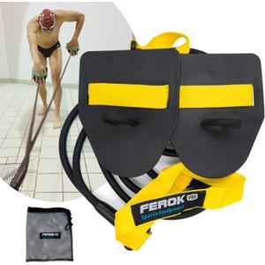 Swimming Resistance Band Set with Paddles  The Ultimate Swim Training Equipment for Dryland Workout - Resistance Bands & Cords for Swimming - Including Exercise - Light Yellow