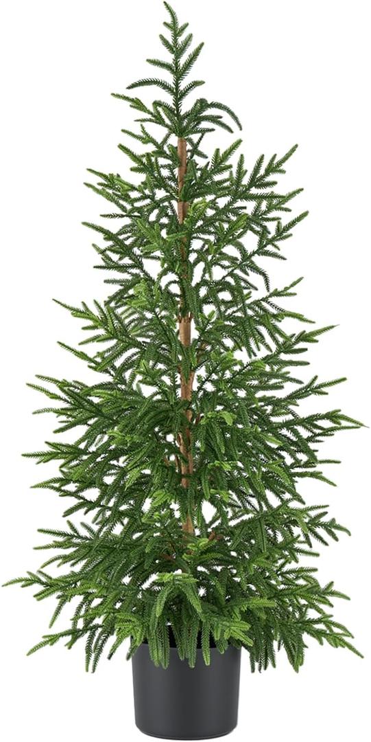 HIKISS Hyper-Realistic Artificial Norfolk Pine Tree 4ft (48")| Lifelike Faux Christmas Tree, UV Rated Fake Potted Plants for Indoor Outdoor Home Front Porch Christmas Dcor & Office Dcor